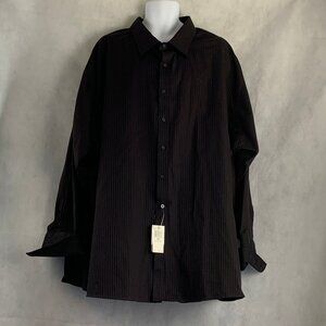 Sean John Men's Big & Tall French Cuff Dress Shirt, Black Red Stripe, 22 35/36